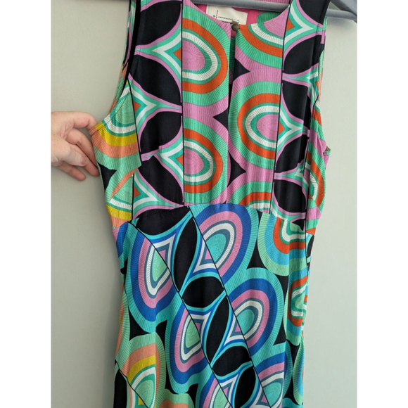 Anthropologie Kenzie Asymmetrical Retro Mod Art Deco Midi Dress Size 8 - Picture 7 of 11
